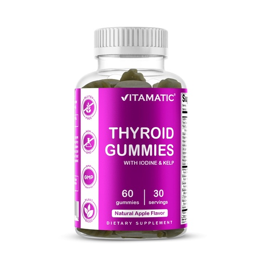 [BRSW2AQCOB7W2YIU] Vitamatic Vegan Thyroid Support Gummies with Iodine & Kelp – 60 Count Improve Your Energy & Increase Metabolism – Plant-Based