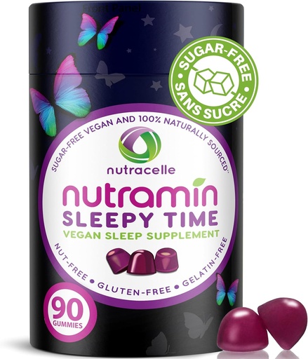 [BRSWYYIDBMFAIYL6] Nutramin Sleepy Time Gummy: El Vegan, sin azúcar, Melatonina natural 5mg para el sueño más profundo - No Next-Day Grogginess, Non-Habit Forming Delicious &amp; Drug-Free Alergy-Safe Herbal Sleep Gummies
