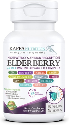 [BRSRAHAZBFYBOGQ7] KAPPA NUTRITION Elderberry / 12 in 1 Advanced Complex (90 Capsule).