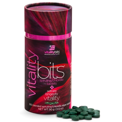[BRSRMHTRB56AOG3K] VITALITYbits - Organic Blended Spirulina & Chlorella Tablets - Algae Superfood - Energy, Self Care, Beauty - Replace Greens, Supplements, Protein, Snacks - Vegan, Keto, Gluten Free - 360 Tablets