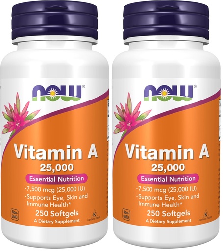 [BRSRGGQNBUCWKD3G] NOW Foods Supplements, Vitamin A (Fish Liver Oil) 25,000 IU, Essential Nutrition, 250 Softgels (Pack of 2)