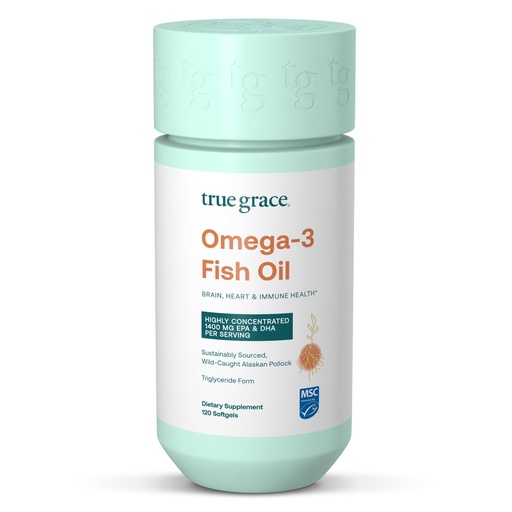[BRSW22YCBZ5QKCY3] True Grace Omega-3 Fish Oil - 120 Softgels - 1400 mg EPA + DHA - Brain, Heart, Joint & Immune Health - Organic, Gluten Free, Soy Free