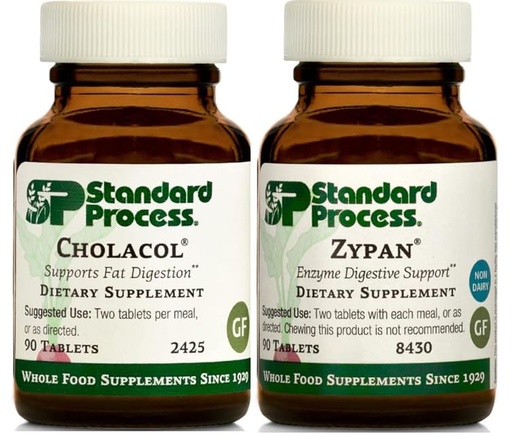 [BRSRAZYHAVYR4A3F] Standard Process Digestive Health Bundle - Cholacol & Zypan Dietary Supplement Set - Digestive Health & Gallbladder Function Support - Whole Food Supplements with Collinsonia Root & Hydrochloric Acid