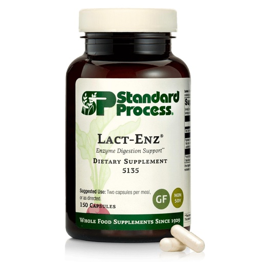 [BRSWIY35BAGBYELO] Standard Process Lact-ENZ Enzyme Digestion Support - Gluten-Free, Non-Dairy, & Non-Soy - Probiotic Digestive Care - 90 Capsules