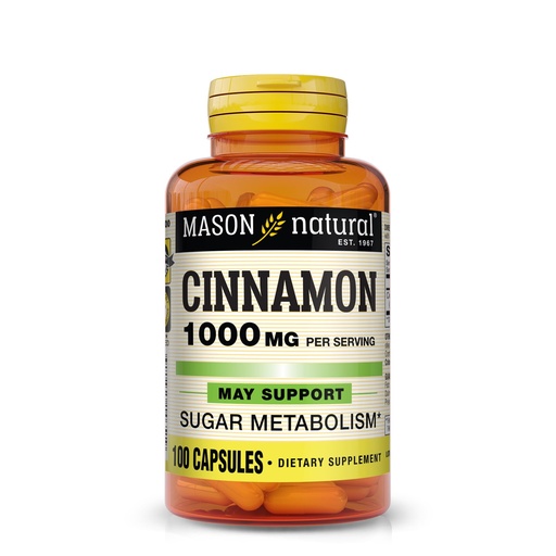 [BRSWIYQHCMIBOG3Y] MASON NATURAL Cinnamon 1000 mg Natural Dietary Supplement Capsules, 100 Ea