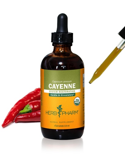 [BRSWIY37AJ5A43LK] Herb Pharm Certified Organic Cayenne Liquid Extract Drops for Cardiovascular and Circulatory Support, 4 Oz, Brown