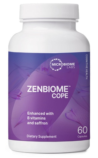 [BRSW2H33CMBBEYLX] Microbiome Labs Zenbiome COPE - Probiotic Mood Support Supplement with Vitamin B6, B12 & Saffron Extract - Gut Health Probiotics for Women & Men - Support The Gut-Brain Axis (60 Capsules)