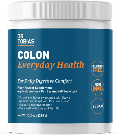 [BRSRAZQ3PJ5B62QU] Dr. Tobias Colon Everyday Health - Kadınlar ve Erkekler için Gut Health - Psyllium Fiber Toz 4g Psyllium Husk Toz, Vegan, Gluten Free, Non-GMO, Strawberry Flavor, 60 Hizmetler