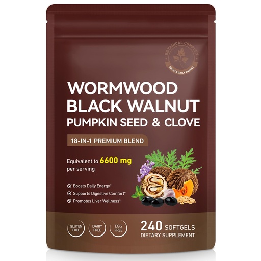 [BRSRGHQBAF6GOCD7] Wormwood Black Walnut Clove Cleanse for Humans, 18 in 1 Herbal Digestive Purify & Intestinal, Rapid Gut Cleanse & Digestive Health with Clove, Garlic, Turmeric, Pumpkin Seed, Oregano, Berberine & More