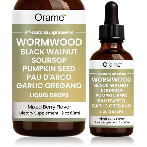 [BRSREBARB4AWOCDH] Wormwood Gut Cleanse Liquid Drops, With Wormwood Black Walnut Soursop Pumpkin Seed Paud'arco Garlic Oregano, Vegan & Non-GMO | Mixed Berry Flavor | Supports Energy, Focus, Skin and Gut Health