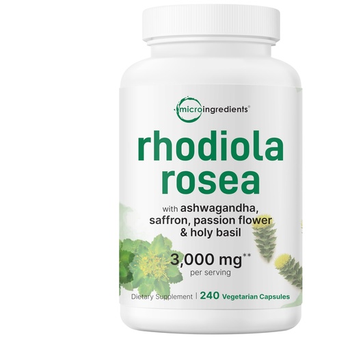 [BRSRGYAHOYBGKHY2] Micro Ingredients Rhodiola Rosea Supplement, 240 Vegetarian Capsules | Rhodiola Rosea Extract Powder with Ashwagandha, Saffron, Passion Flower & Holy Basil | Non-GMO, Gluten Free