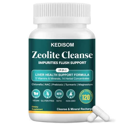 [BRSREHD5AAOQYE3H] 19 in 1 Liver Cleanse Detox & Repair - Zeolite Detox Supplement for Gut Health, Cognition & Natural Energy with Noni, NAC, Chlorella, Spirulina, ALA, Milk Thistle, Black Pepper & Vitamin C, 120ct