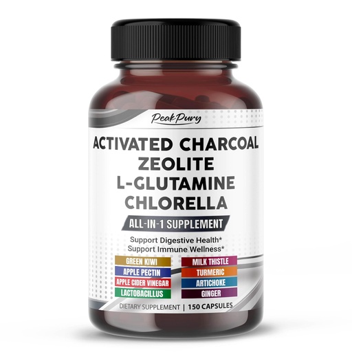 [BRSREZIOBMARAALL] Premium All-in-1 Activated Charcoal, Zeolite, L-Glutamine & Chlorella – Supports Digestive Cleanse & Immune Wellness – 150 Capsules