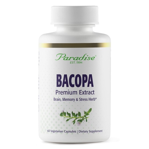 [BRSWIY33BAFWC3Y5] Paradise Herbs Bacopa Extract, Vegan, Non-GMO, Gluten Free, 60 Capsules