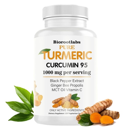 [BRSRGYYQCMMQMD3V] Turmeric Curcumin Supplement - 95% Curcuminoids with Bee Propolis, Ginger & Black Pepper - Enhanced with Vitamin C (1pc)