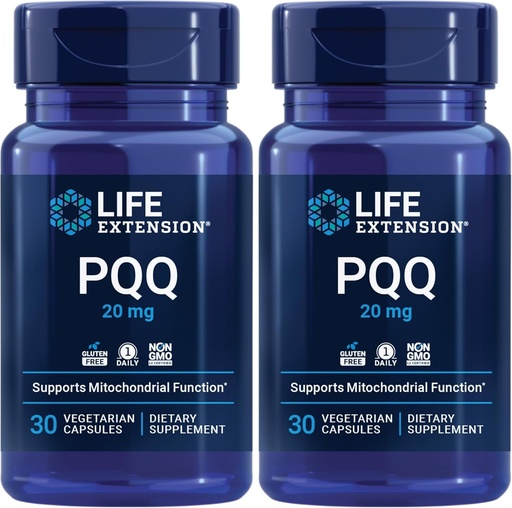 [BRSROBL6A4JRYCQZ] PQQ (Pyrroloquinoline Quinone) 20mg promueve el crecimiento de la nueva mitocondria celular - Gluten-Free, Once-Daily, Non-GMO, Vegetarian - 30 cápsulas vegetarianas (Pack of 2)