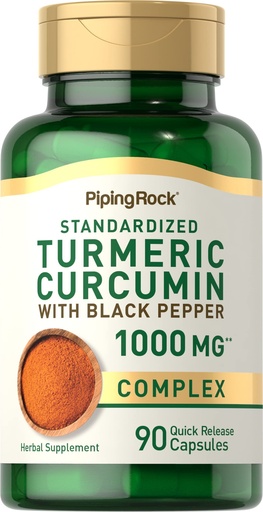 [BRSWIHQFB4PGIALA] Piping Rock Turmeric Curcumin with Black Pepper | 90 Capsules | Herbal Complex Supplement with Bioperine Extract | Non-GMO, Gluten Free