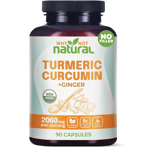 [BRSRAGA6B4MGMFL5] Organic Turmeric Curcumin Supplement in Capsules with Ginger and Black Pepper - Tumeric