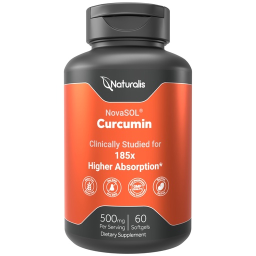 [BRSREBIKAUPWYFD4] Naturalis NovaSOL Turmeric Curcumin (5,550mg Curcuminoids Equivalent Per Serving) - Clinical Proven with 185X Better Absorption | Antioxidant Support for Brain, Joint & Immune Health* | 60 Servings