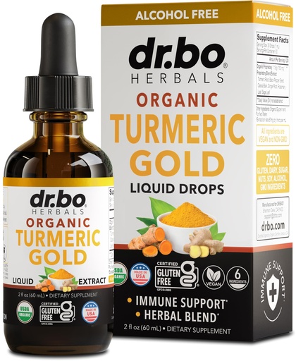 [BRSREAQLPMARACD7] Turmeric Curcumin with Black Pepper Drops - Organic Turmeric Liquid Drops Gold Curcumin Oil, Black Pepper, Ginger Extract Root Supplements 1180mg - Ginger Liquid Joint Support Supplement Tincture 2oz