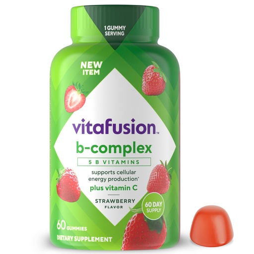 [BRSWKH34BEMBOFY5] vitafusion B-Complex Gummy Dietary Supplements, with 5 B Vitamins to Support Cellular Energy Production (1), Plus Vitamin C, Strawberry Flavor, 60 Count