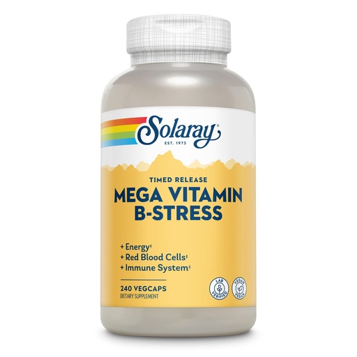 [BRSWIYQAO4EBSGD4] SOLARAY Mega Vitamin B-Stress - Timed Release Vitamin B Complex w/Vitamin B12, B6, Folic Acid, VIT. C - Stress, Energy, Red Blood Cell, Immune Support - Vegan, 60-Day Guarantee (240 CT)