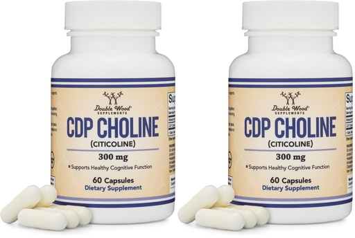 [BRSREAACO4AQIGTO] Double Wood Supplements CDP Choline (Citicoline) Supplement, Pharmaceutical Grade, Third Party Tested (60 Capsules 300mg) (Pack of 2)