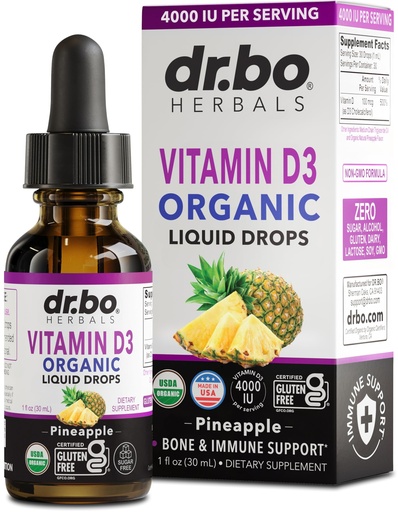 [BRSREGAYOEHAK23K] Vitamin D3 Liquid Drops Organic - Vegan VIT D Liquid Vitamin D for Adults & Kids Oil 4000 IU Vegan Organic D3 Drops Sublingual Supplement - Immune & Bone Health VIT Supplements, Non-GMO 30 Servings