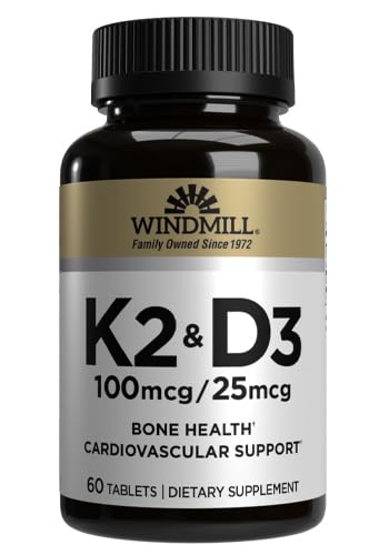 [BRSWECQKOFYAA3TD] Windmill Natural Vitamins Vitamin K (K-2 Menaquinone-7, 100mcg) 60 Tablets (Pack of 3)