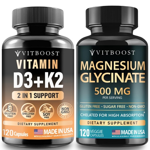 [BRSREGAPBNYBGDTP] Vitamin D3 K2 Complex with Magnesium Glycinate 500mg