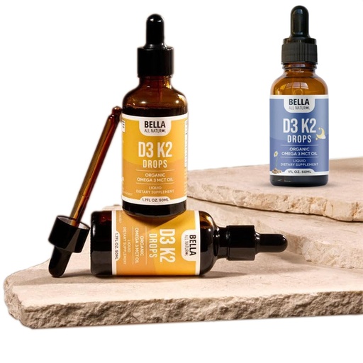 [BRSRGCT6OQFA2CLA] Bella All Natural Vitamin D3 K2 Liquid Drops 5000 IU Morning & Evening Drops Pack of 2 | These Vitamin D3 K2 Drops Help Support Heart, Bone & Immune Health