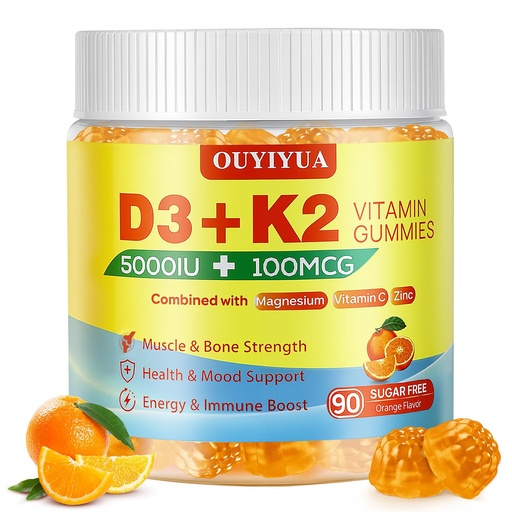 [BRSREZD3DMFRYH3O] Vitamin D3 K2 Gummies，Vitamin D3 5000IU + K2 (MK-7) 100mcg Gummies for Adults | Immune Health Support, Teeth & Muscle Function Boost |90 Count