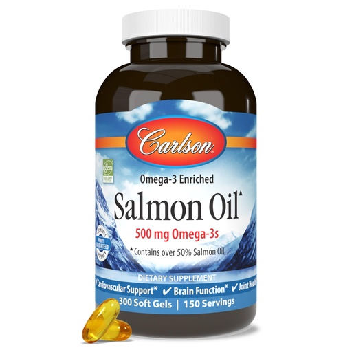 [BRSWIEAPCUAWAGTG] Carlson - Salmon Oil, 500 mg Omega-3s, Norwegian, Heart, Brain & Joint Health, 300 Softgels