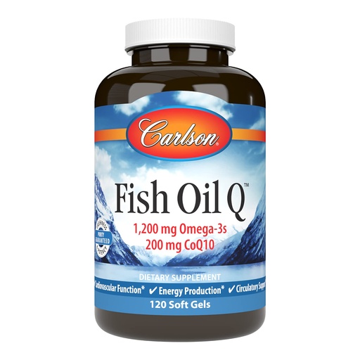 [BRSWECQ2OIBR4DLK] Carlson - Fish Oil Q, 1200 mg Omega-3s 200 mg CoQ10, Function, Energy Production & Circulatory Support, 120 Softgels