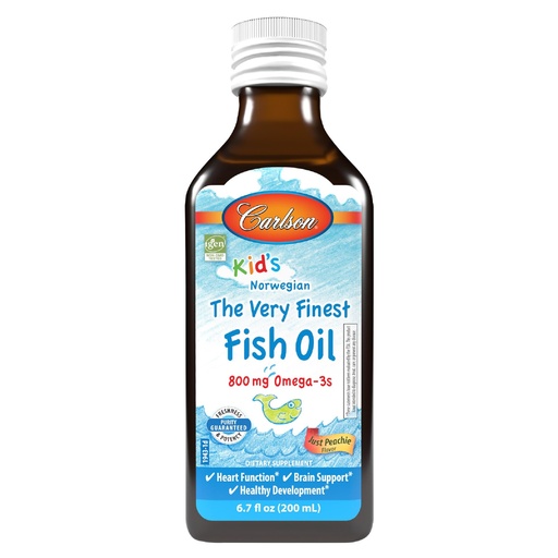[BRSW2BD2PJ6AGYD7] Carlson Kid's The Very Finest Fish Oil, 800 mg Omega-3s, Just Peachie Flavor, 200 mL – Liquid Norwegian Fish Oil, Wild-Caught & Sustainably Sourced