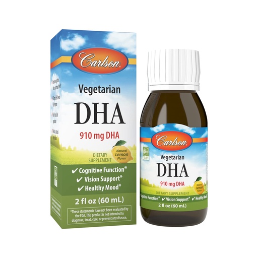 [BRSRMGILCUPGGDL6] Carlson - Vegetarian DHA, 910 mg DHA, Cognitive Function, Mood Health, Plant-Based, Lemon, 60 mL (2 fl oz)