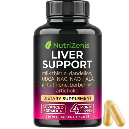 [BRSREBT6B4IGECYZ] Liver Support Supplement 3400mg, Advanced 20-in-1 Formula with Milk Thistle, NAC, NAD+, TUDCA, Glutathione, Dandelion & Artichoke, Herbal Complex, 240 Vegetarian Capsules, 4 Month Supply