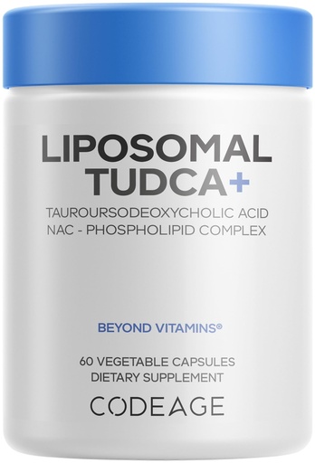 [BRSRGCYEDN7R63I3] Codeage Liposomal TUDCA+ Supplement – TUDCA Bile Acid Formula - NAC N-Acetyl Cysteine, Liposomal Delivery - Liver & Gallbladder-Focused Formula – Non-GMO - 60 Capsules
