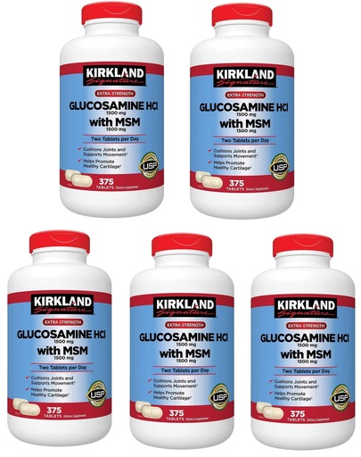 [BRSWGYIHAAFROYLB] Kirkland Signature Glucosamine with MSM, 375 Tablets (5 Pack)
