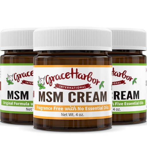 [BRSWGGL7DN6WCYDX] Grace Harbor MSM Cream – Variety 3 Pack – Daily Skin, Joint and Muscle Rub – Best Goat Milk Unscented Baby Lotion for Severly Dry Skin – Therapeutic Essential Oils and Fragrance Free – 4 oz