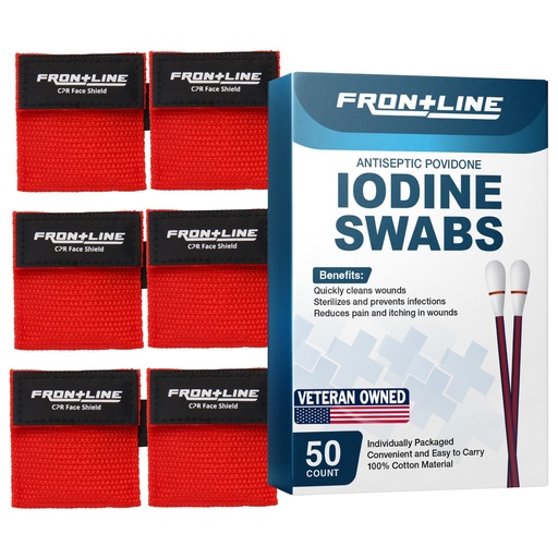 [BRSREAAKA4PRSDT3] Bundle Iodine Swabs and Black CPR Mask Red