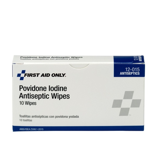 [BRSWIZ3RPIOA4GQ3] First Aid Only 12-015 PVP Povidone Iodine Wipe, First Aid Kit Refill Supplies, Box of 10