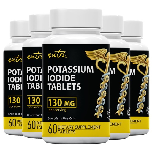 [BRSROA32BMCGYADF] Nature's Fusions Potassium Iodide Tablets, Pack of 5-130mg - 300 Tablets EXP 10/2032 - YODO Naciente - KI Pills - Yoduro de Potasio