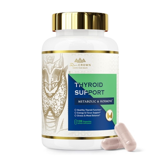 [BRSRGAIPBYHQOHT6] Thyroid Support Supplement for Women and Men, with Selenium Iodine, Zinc, B12, Ashwagandha and L-Tyrosine, for Energy and Metabolism Support, Gluten Free, Non-GMO - 120 Capsules