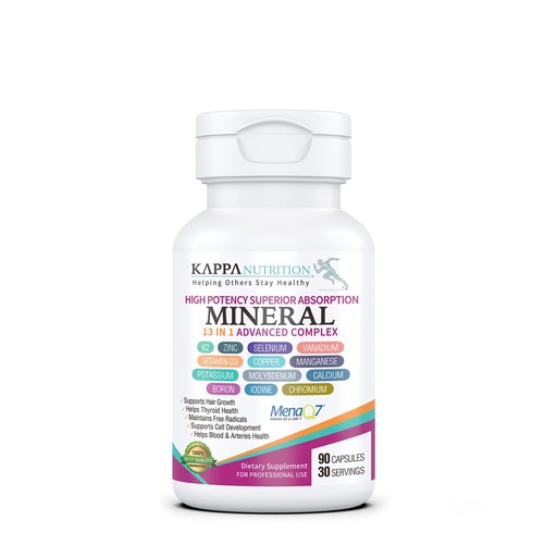[BRSWYHATOR5GEFI4] KAPPA NUTRITION (90 Capsules,Vitamin K2, Vitamin D3, Zinc, Selenium, Vanadium, Copper, Manganese, Potassium, Molybdenum, Calcium, Chromium, Iodine, Boron, Mineral 13 in 1 Advanced Complex, from