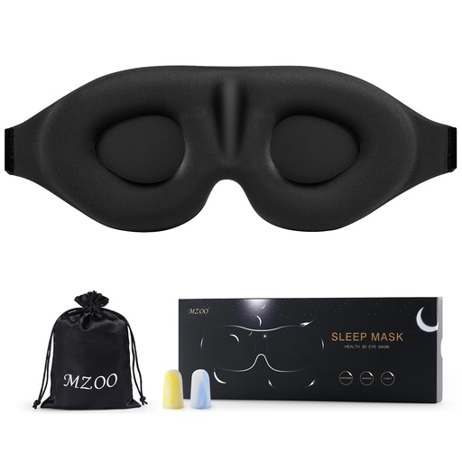 [BRSWGGIKOYGQGGTO] MZOO Luxury Sleep Eye Mask for Side Sleeper Men Women, Zero Eye Pressure 3D Sleeping Mask, Light Blocking Patented Design Night Blindfold, Soft Eye Shade Cover for Travel, Black