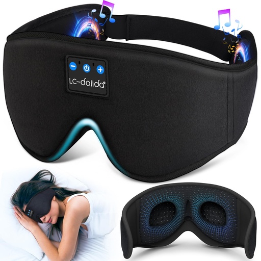 [BRSWGBT7AUDRQCD3] LC-dolida Sleep Headphones, 3D Sleep Mask Bluetooth Wireless Music Eye Mask, Sleeping Headphones for Side Sleepers Sleep Mask with Bluetooth Headphones Ultra-Thin Stereo Speakers Perfect for Sleeping