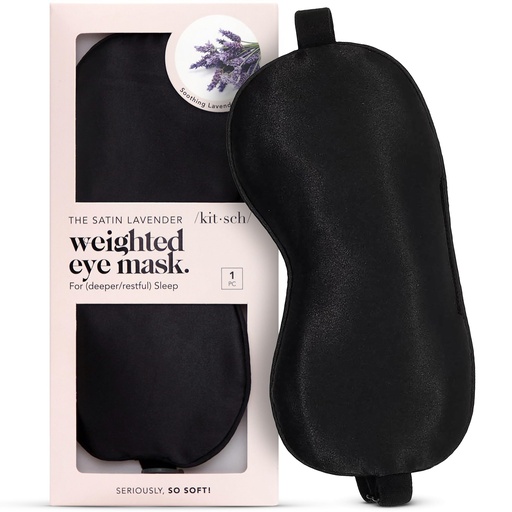 [BRSWYZATBBYRGDLB] Kitsch Weighted Satin Sleep Mask - Weighted Eye Masks for Sleep and Travel - Lavender Ultra-Soft Sleeping Eye Mask for Women and Men - Light Blocking, Adjustable Strap, (4.1oz/116g)