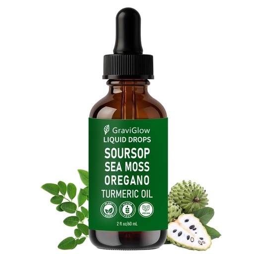 [BRSRGY35BN4AOF37] Graviola Soursop Bitters Liquid Drops – 10-in-1 Herbal Soursop Extract with Sea Moss, Moringa, Turmeric, Black Seed Oil & Oregano – Immune & Gut Health Support, Vegan, Non-GMO, 2 Fl Oz