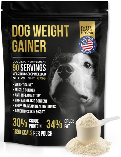 [BRSWGHQPAR5RMDLL] Dog Weight Gainer 90 Servings - Weight Gain Supplements for Dogs - Canine and Dog Muscle Builder - Made in The USA